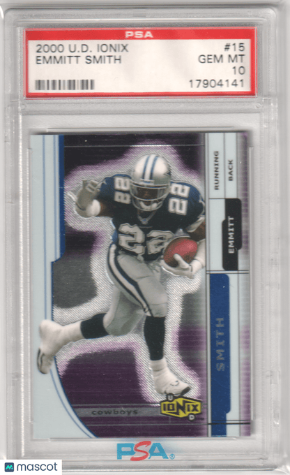 EMMITT SMITH 2000 Upper Deck Ionix 15 PSA 10 GEM MINT - COWBOYS - Columbia Hobby - Sports Card Boxes - Toploaders - Card Savers