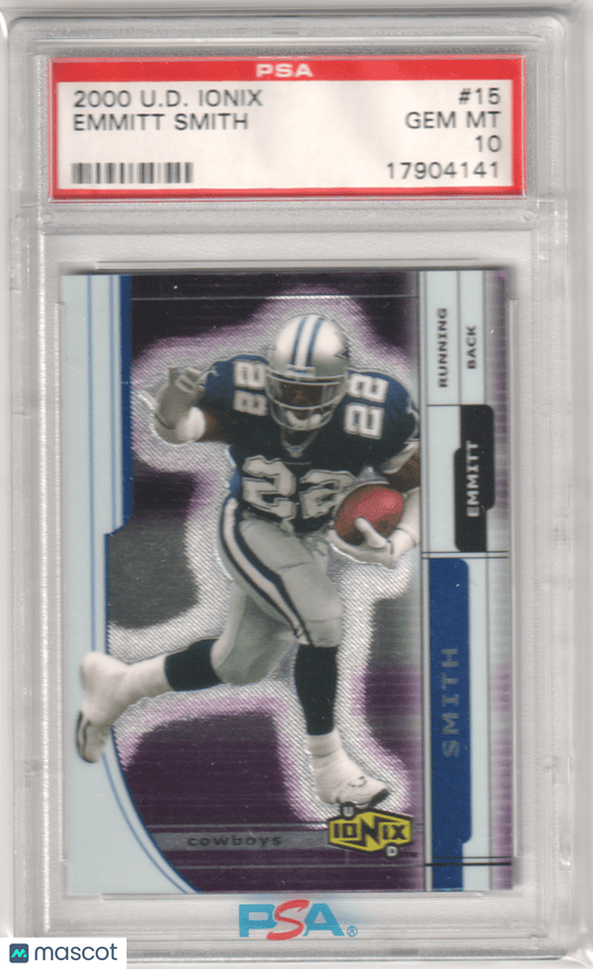 EMMITT SMITH 2000 Upper Deck Ionix 15 PSA 10 GEM MINT - COWBOYS - Columbia Hobby - Sports Card Boxes - Toploaders - Card Savers