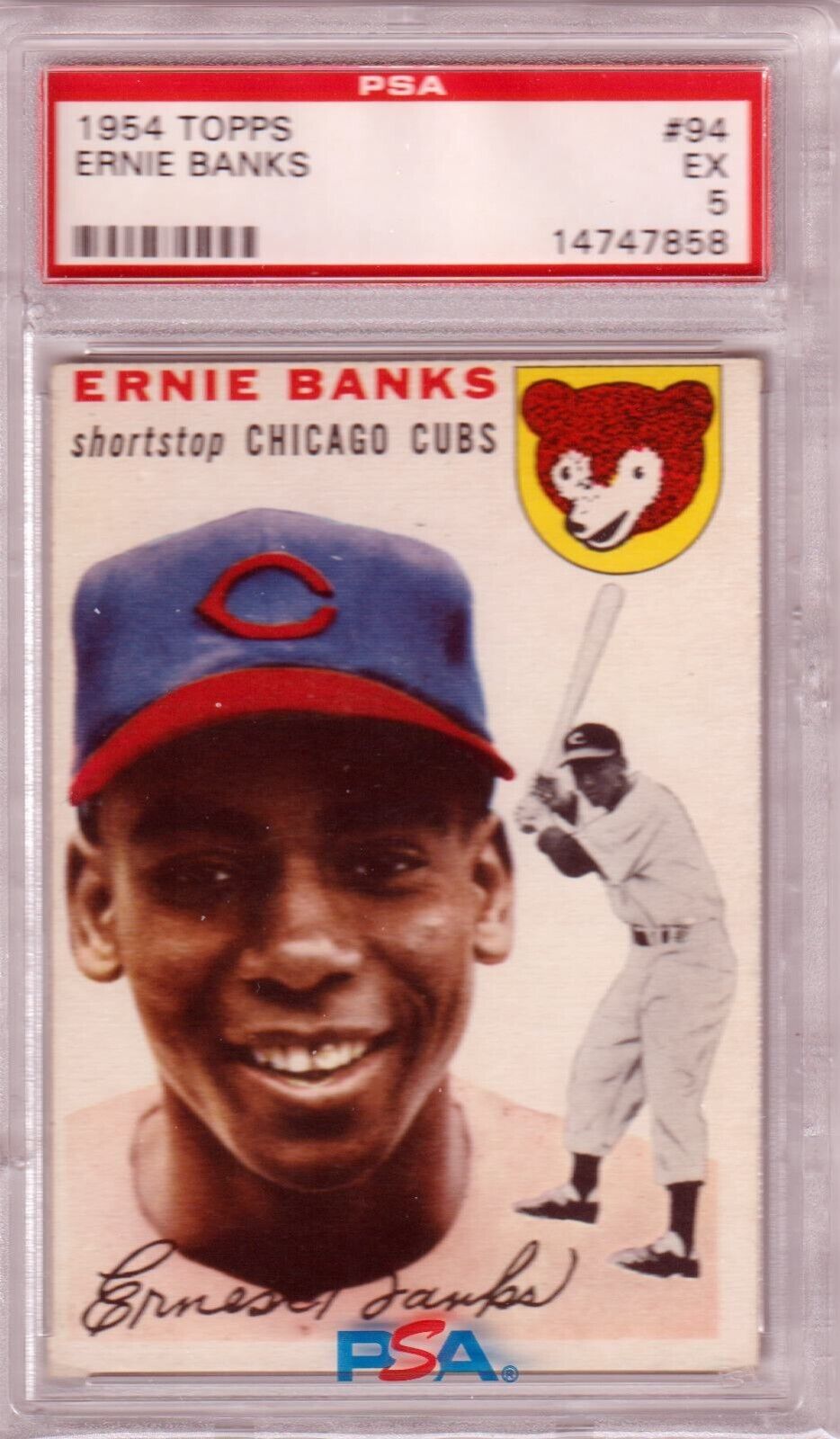ERNIE BANKS 1954 Topps RC Rookie #94 PSA 5 NM - CUBS - Columbia Hobby - Sports Card Boxes - Toploaders - Card Savers