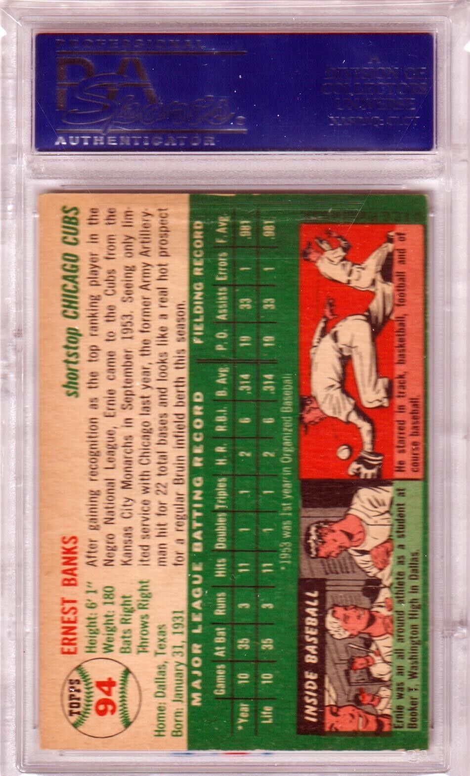 ERNIE BANKS 1954 Topps RC Rookie #94 PSA 5 NM - CUBS - Columbia Hobby - Sports Card Boxes - Toploaders - Card Savers