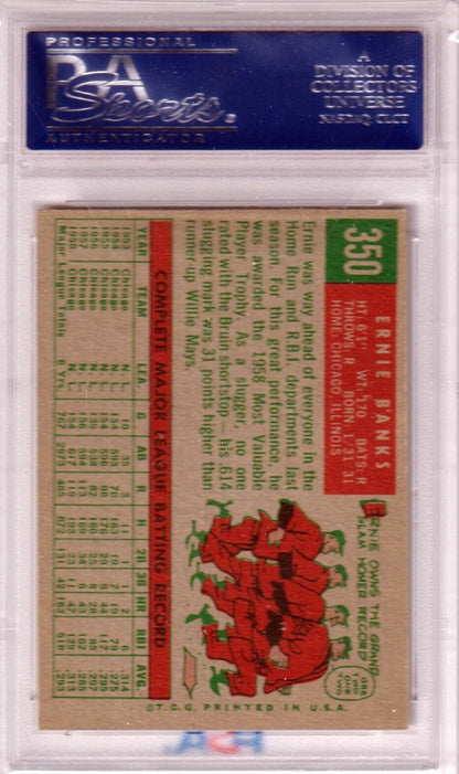 ERNIE BANKS 1959 Topps #350 PSA 7 NM - CUBS - Columbia Hobby - Sports Card Boxes - Toploaders - Card Savers