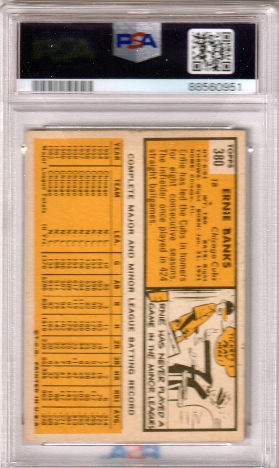 ERNIE BANKS 1959 Topps #380 PSA 4 VG - EX - CUBS - Columbia Hobby - Sports Card Boxes - Toploaders - Card Savers