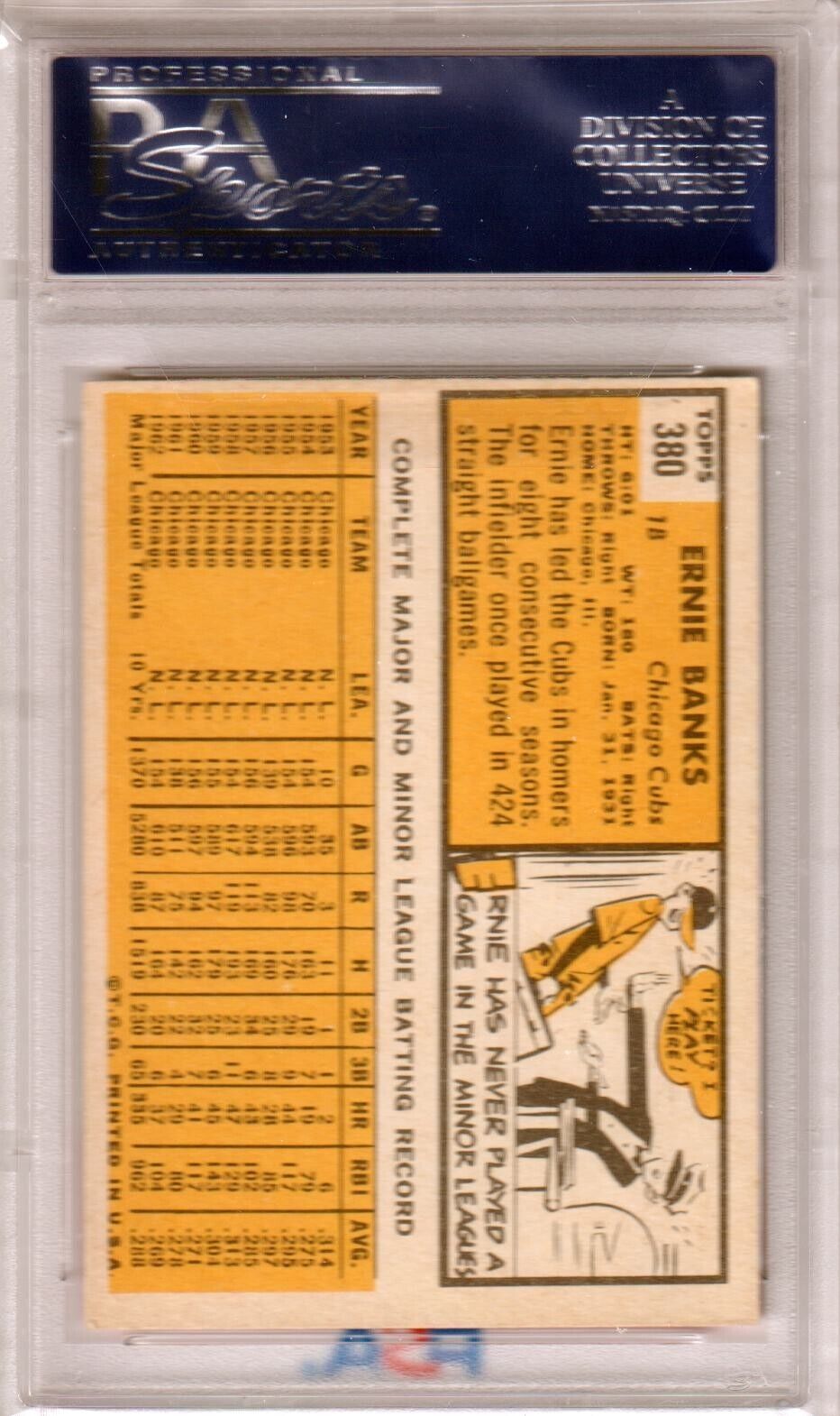 ERNIE BANKS 1963 Topps #380 PSA 6 EX - MT - CUBS - Columbia Hobby - Sports Card Boxes - Toploaders - Card Savers