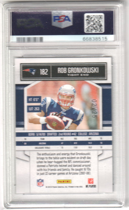 ROB GRONKOWSKI 2010 Panini Classics RC Rookie #182 Timeless Platinum PSA 9 MINT