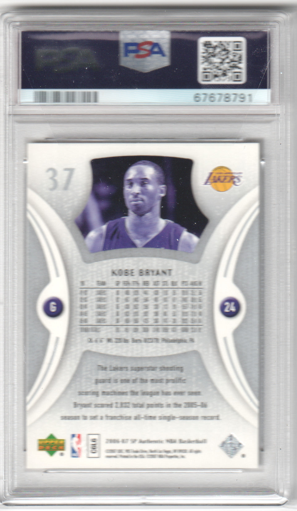 KOBE BRYANT 2006 Upper Deck SP Authentic #37 PSA 10 GEM MINT - LAKERS