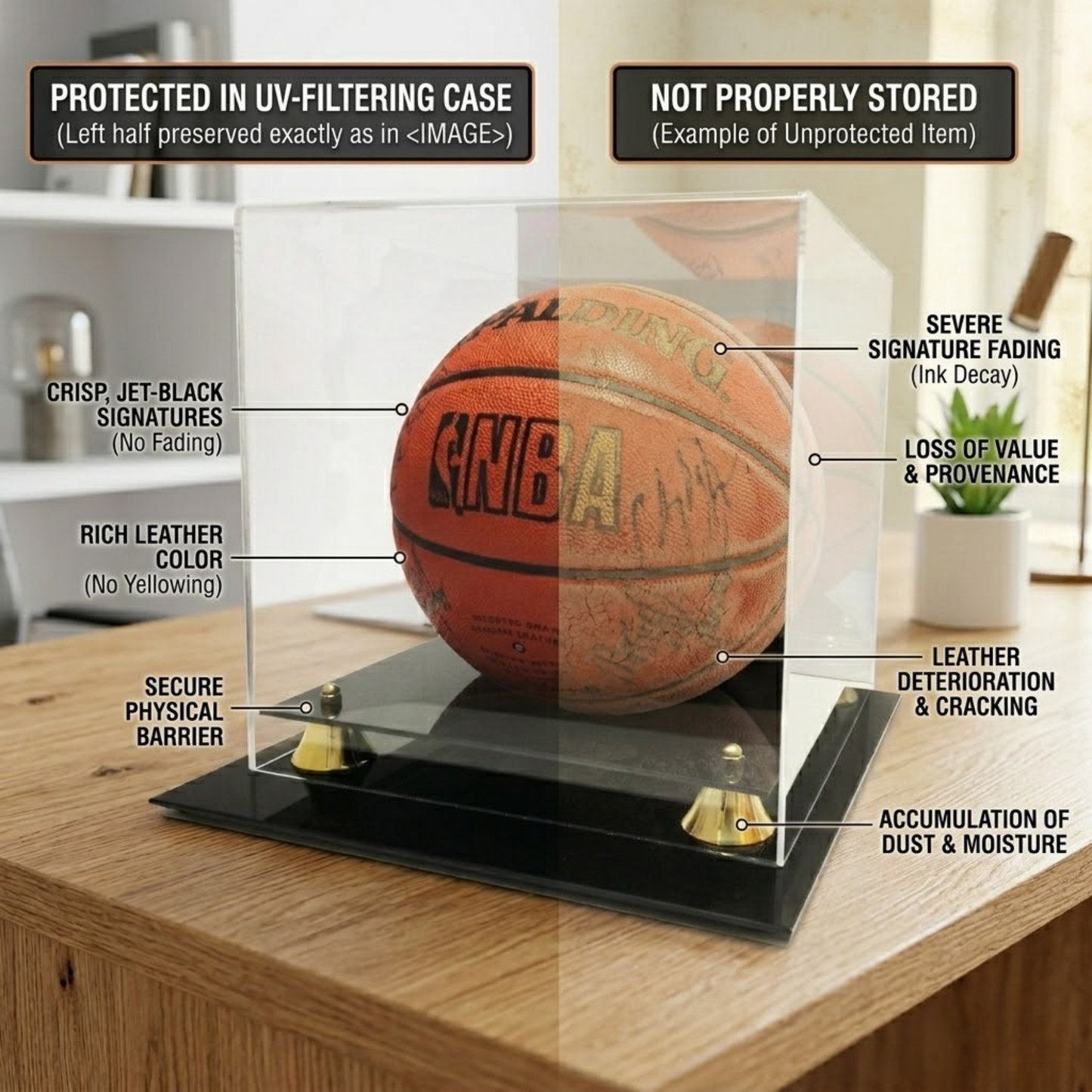Deluxe Basketball Display Case With Mirror Back