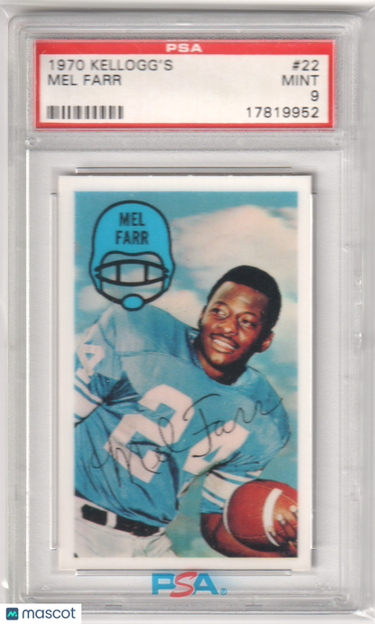 MEL FARR 1970 Kellogg's #22 PSA 9 MINT - LIONS