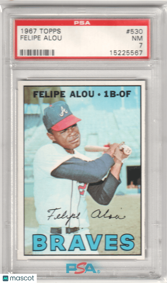 FELIPE ALOU 1967 Topps 530 PSA 7 NM - BRAVES - Columbia Hobby - Sports Card Boxes - Toploaders - Card Savers