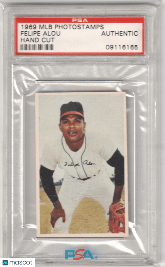 FELIPE ALOU 1969 MLB Photostamps Hand Cut PSA Authentic - Columbia Hobby - Sports Card Boxes - Toploaders - Card Savers