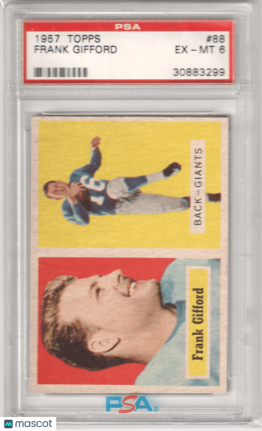 FRANK GIFFORD 1957 Topps 88 PSA 6 EX - MT - GIANTS - Columbia Hobby - Sports Card Boxes - Toploaders - Card Savers