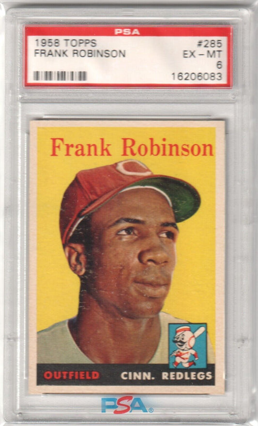 FRANK ROBINSON 1958 Topps #285 PSA 6 EX - MT - CINCINNATI REDLEGS - Columbia Hobby - Sports Card Boxes - Toploaders - Card Savers