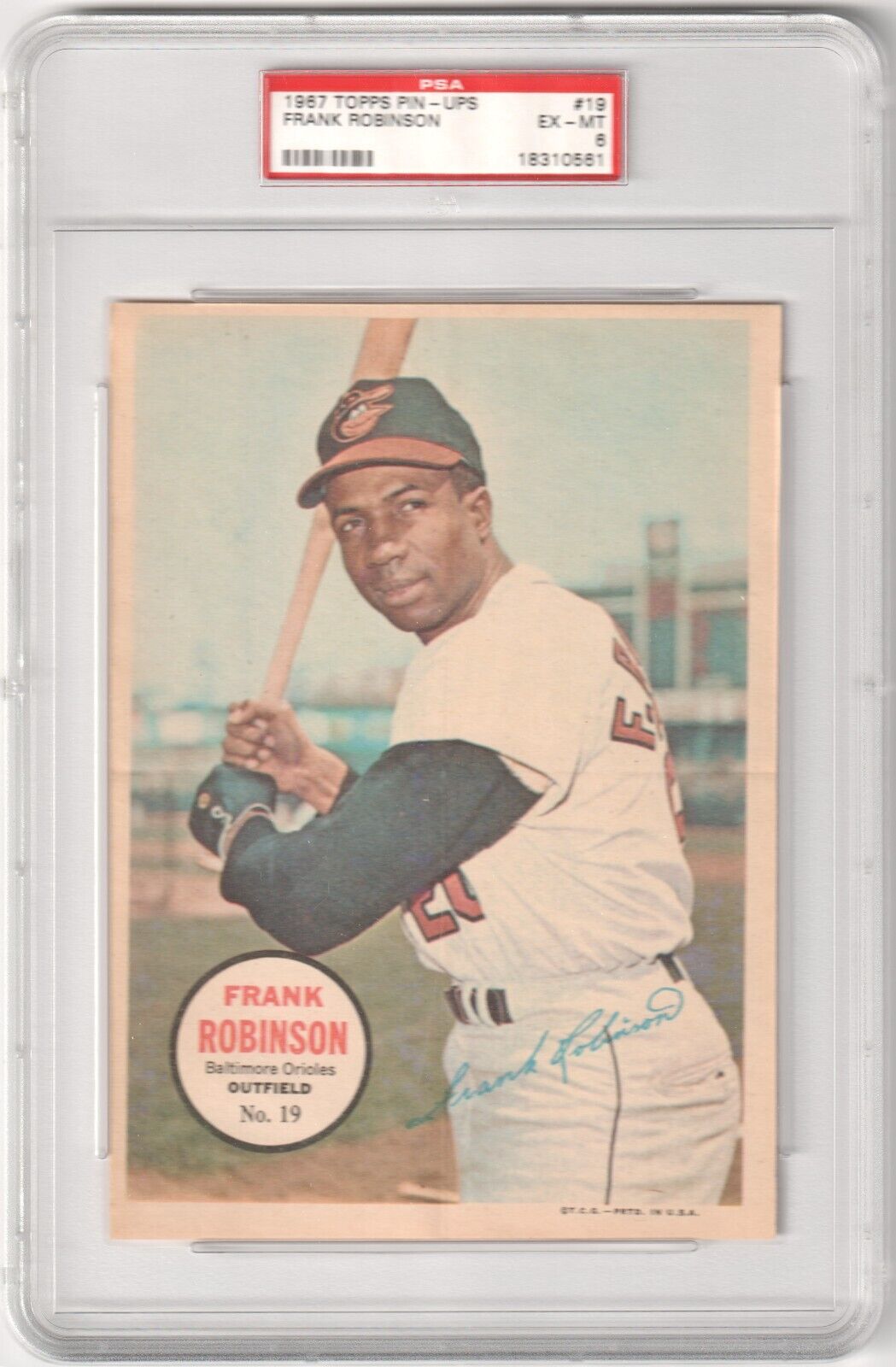 FRANK ROBINSON 1967 Topps Pin - Ups #19 PSA 6 EX - MT - ORIOLES - Columbia Hobby - Sports Card Boxes - Toploaders - Card Savers