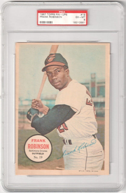 FRANK ROBINSON 1967 Topps Pin - Ups #19 PSA 6 EX - MT - ORIOLES - Columbia Hobby - Sports Card Boxes - Toploaders - Card Savers