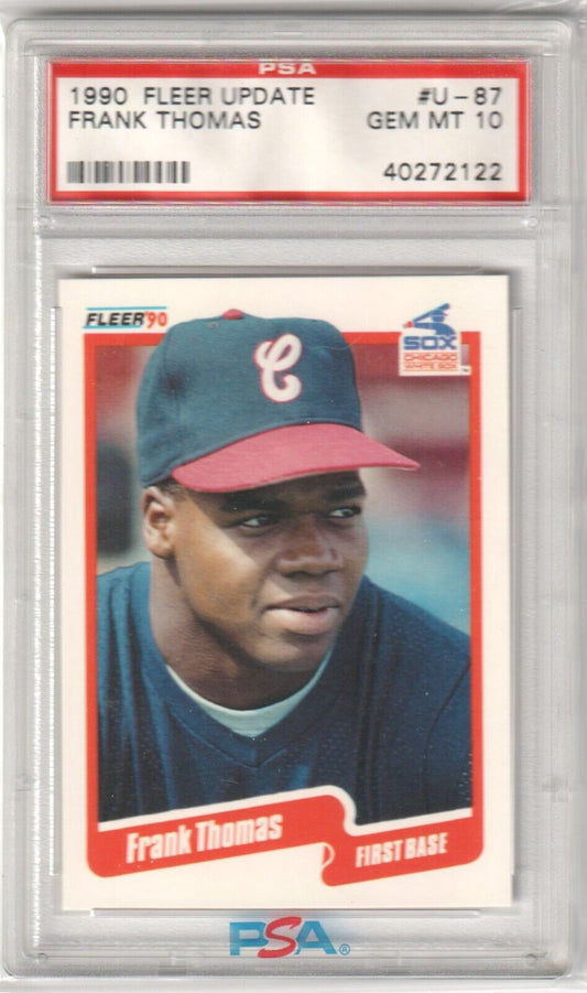 FRANK THOMAS 1990 Fleer Update RC Rookie #U - 87 PSA 10 GEM MINT - WHITE SOX - Columbia Hobby - Sports Card Boxes - Toploaders - Card Savers