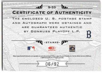 FRED LYNN 2005 Leaf Century Collection Autograph Auto Stamp SP #/92 - RED SOX - Columbia Hobby - Sports Card Boxes - Toploaders - Card Savers