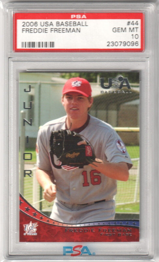 FREDDIE FREEMAN 2006 USA Baseball #44 PSA 10 GEM MINT RC - DODGERS - Columbia Hobby - Sports Card Boxes - Toploaders - Card Savers