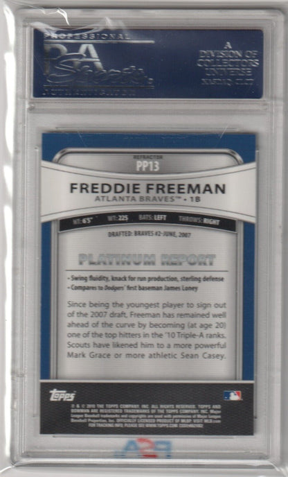 FREDDIE FREEMAN 2010 Bowman Platinum Purple Refractor RC Rookie PSA 10 GEM MINT - Columbia Hobby - Sports Card Boxes - Toploaders - Card Savers