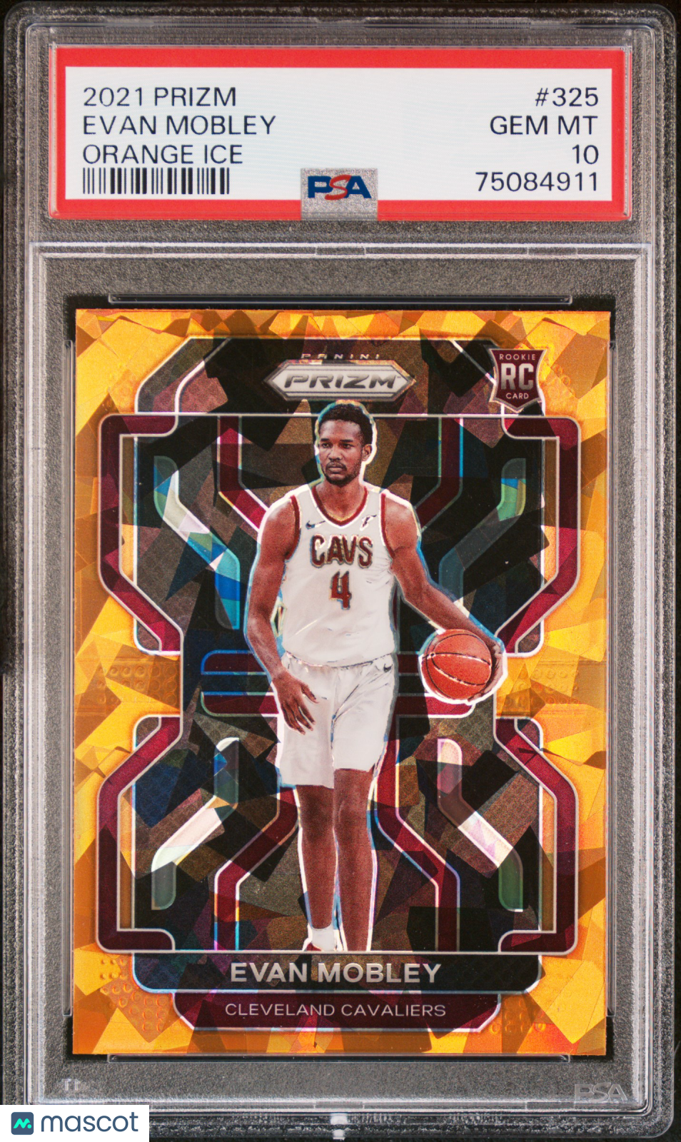 EVAN MOBLEY 2021-22 Panini Prizm RC Rookie #325 Orange Ice PSA 10 GEM MINT