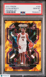 EVAN MOBLEY 2021-22 Panini Prizm RC Rookie #325 Orange Ice PSA 10 GEM MINT