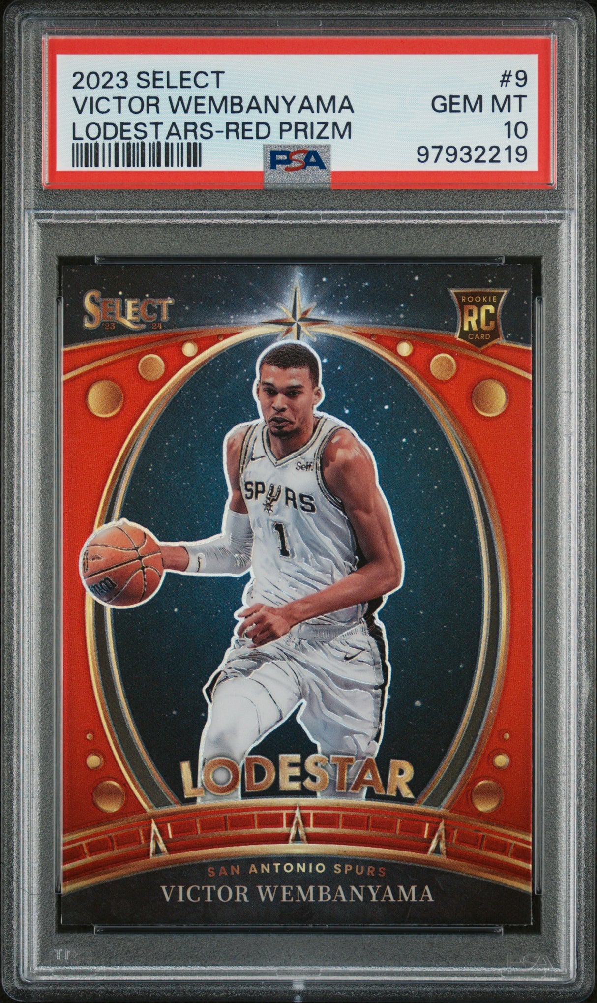 VICTOR WEMBANYAMA 2023 Panini Select Lodestars RC #9 Red Prizm PSA 10 GEM