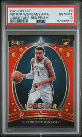 VICTOR WEMBANYAMA 2023 Panini Select Lodestars RC #9 Red Prizm PSA 10 GEM