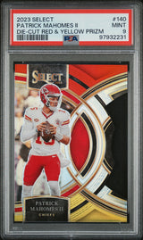 PATRICK MAHOMES II 2023 Panini Select #140 Die Cut Red Yellow Prizm PSA 9 MINT