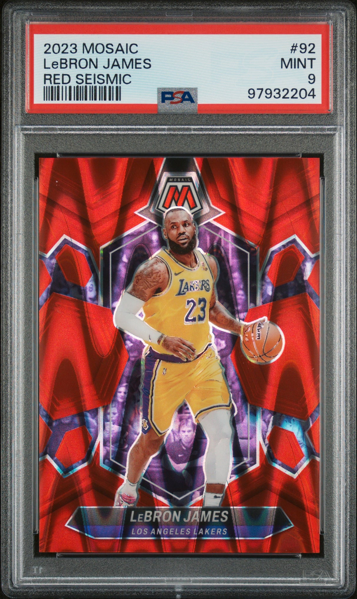 LeBRON JAMES 2023 Panini Mosaic #/299 Red Seismic PSA 9 MINT - LAKERS Pop 8