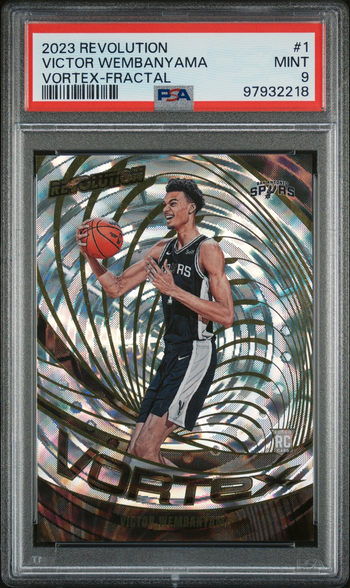 VICTOR WEMBANYAMA 2023 Panini Revolution Vortex-Fractal Rookie RC #1 PSA 9 MINT