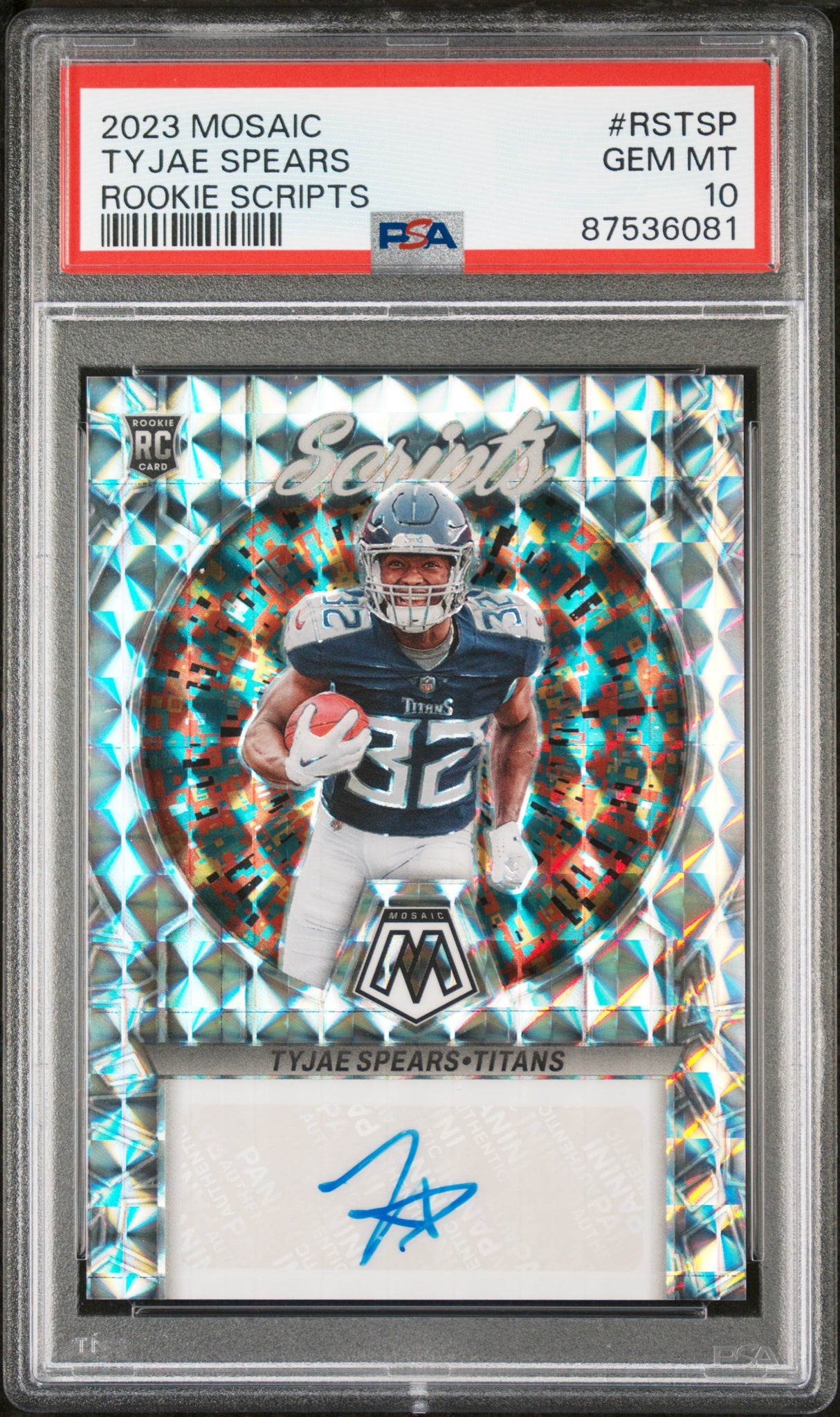 TYJAE SPEARS 2023 Panini Mosaic Rookie Scripts Autograph Auto PSA 10 - GEM MINT