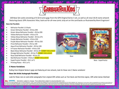 Garbage Pail Kids Chrome Series 6 Hobby Box - Columbia Hobby - Sports Card Boxes - Toploaders - Card Savers