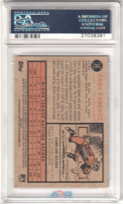 GARY SANCHEZ 2011 Topps Heritage Minor League RC Rookie 39 PSA 10 GEM MINT - Columbia Hobby - Sports Card Boxes - Toploaders - Card Savers