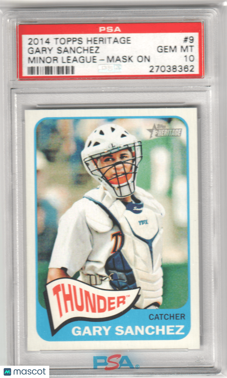 GARY SANCHEZ 2014 Topps Heritage Minor League 9 Mask On PSA 10 GEM MINT - Columbia Hobby - Sports Card Boxes - Toploaders - Card Savers
