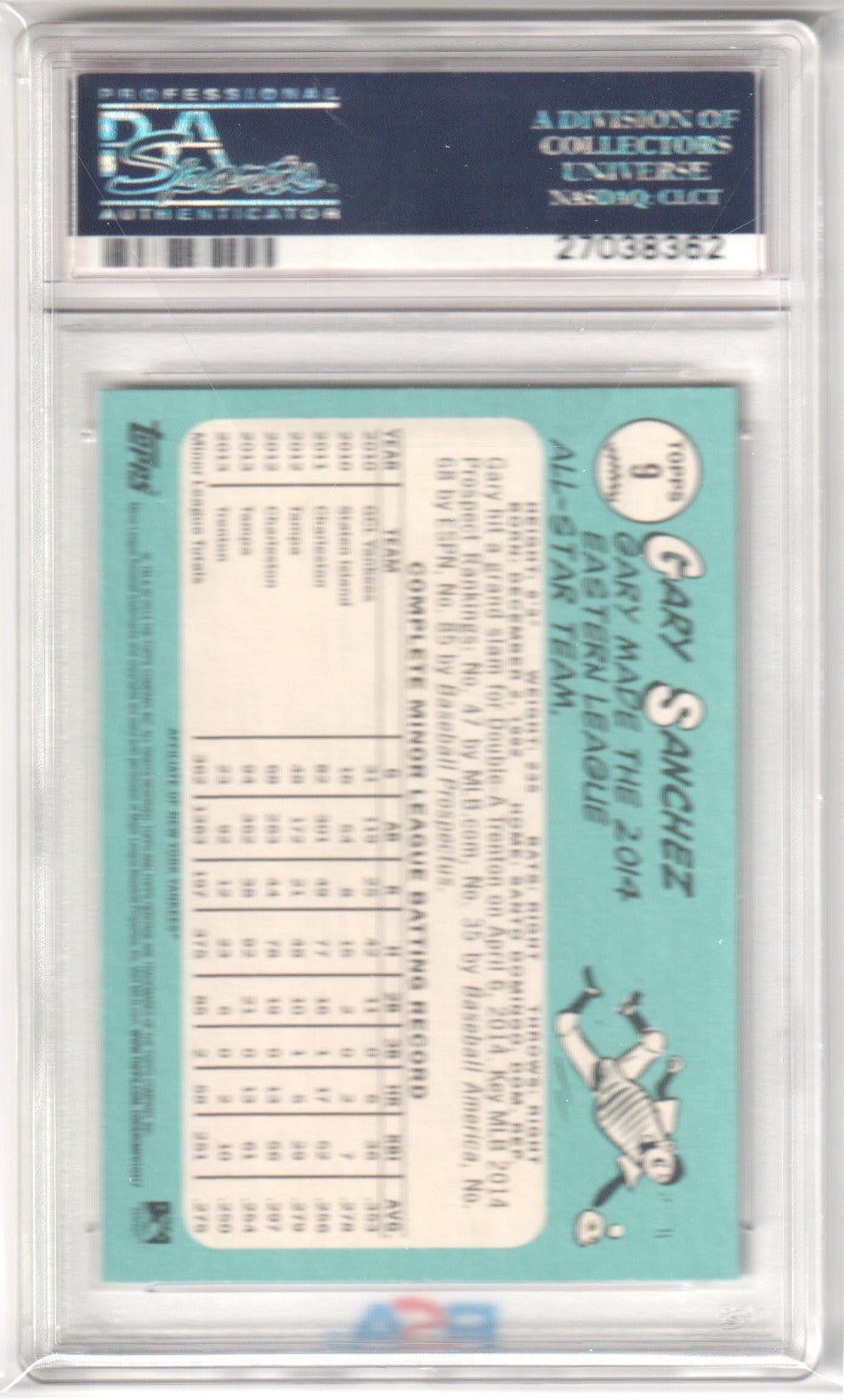 GARY SANCHEZ 2014 Topps Heritage Minor League 9 Mask On PSA 10 GEM MINT - Columbia Hobby - Sports Card Boxes - Toploaders - Card Savers