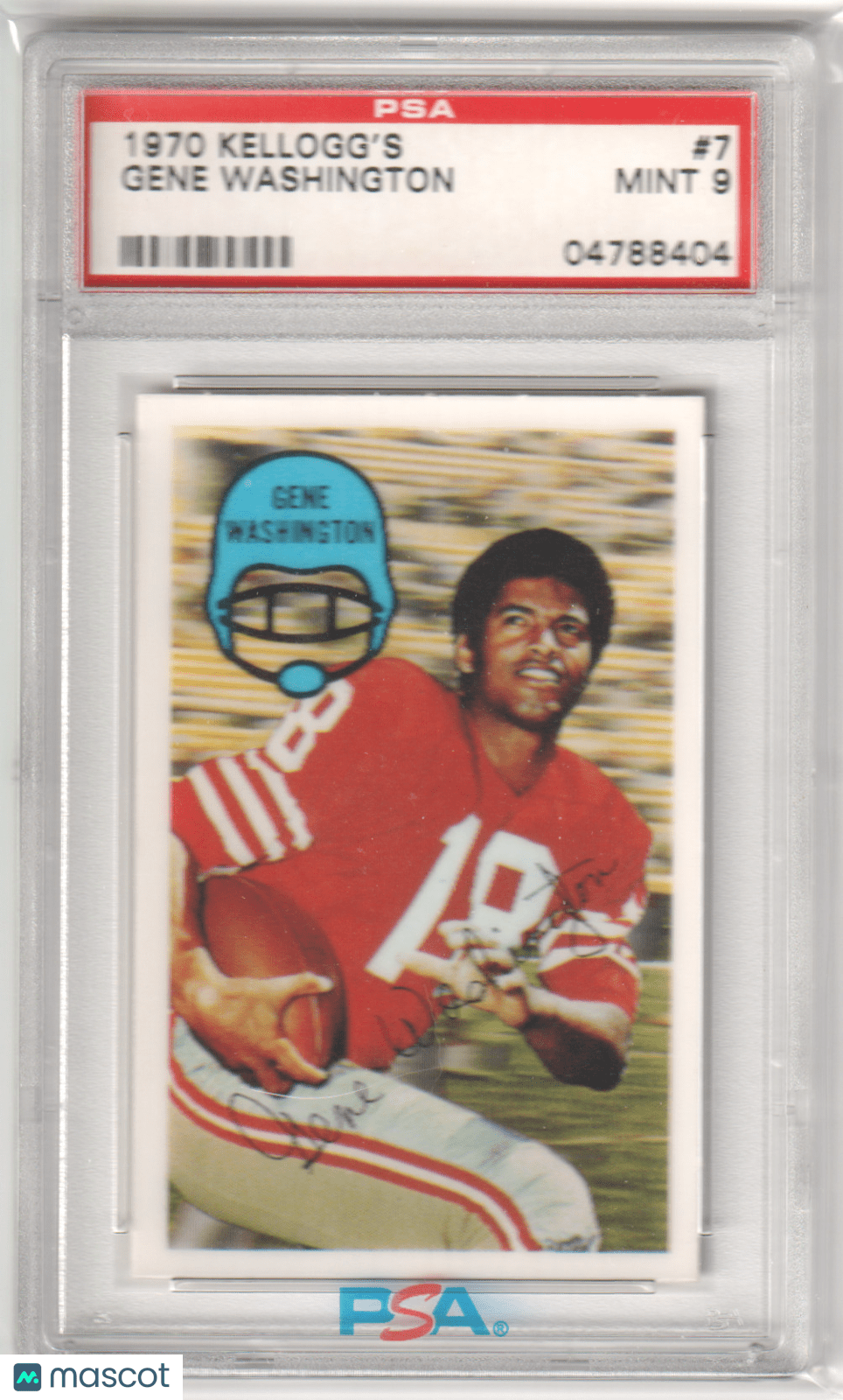 GENE WASHINGTON 1970 Kellogg's 7 PSA 9 MINT - 49ERS - Columbia Hobby - Sports Card Boxes - Toploaders - Card Savers