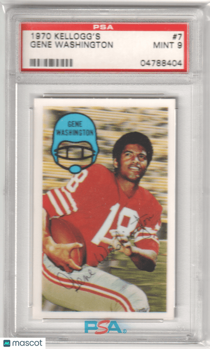 GENE WASHINGTON 1970 Kellogg's 7 PSA 9 MINT - 49ERS - Columbia Hobby - Sports Card Boxes - Toploaders - Card Savers