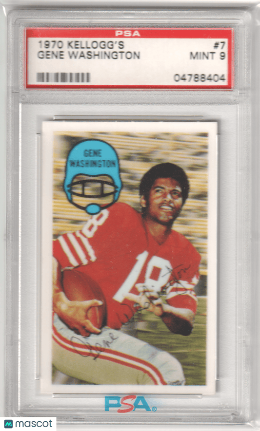 GENE WASHINGTON 1970 Kellogg's 7 PSA 9 MINT - 49ERS - Columbia Hobby - Sports Card Boxes - Toploaders - Card Savers