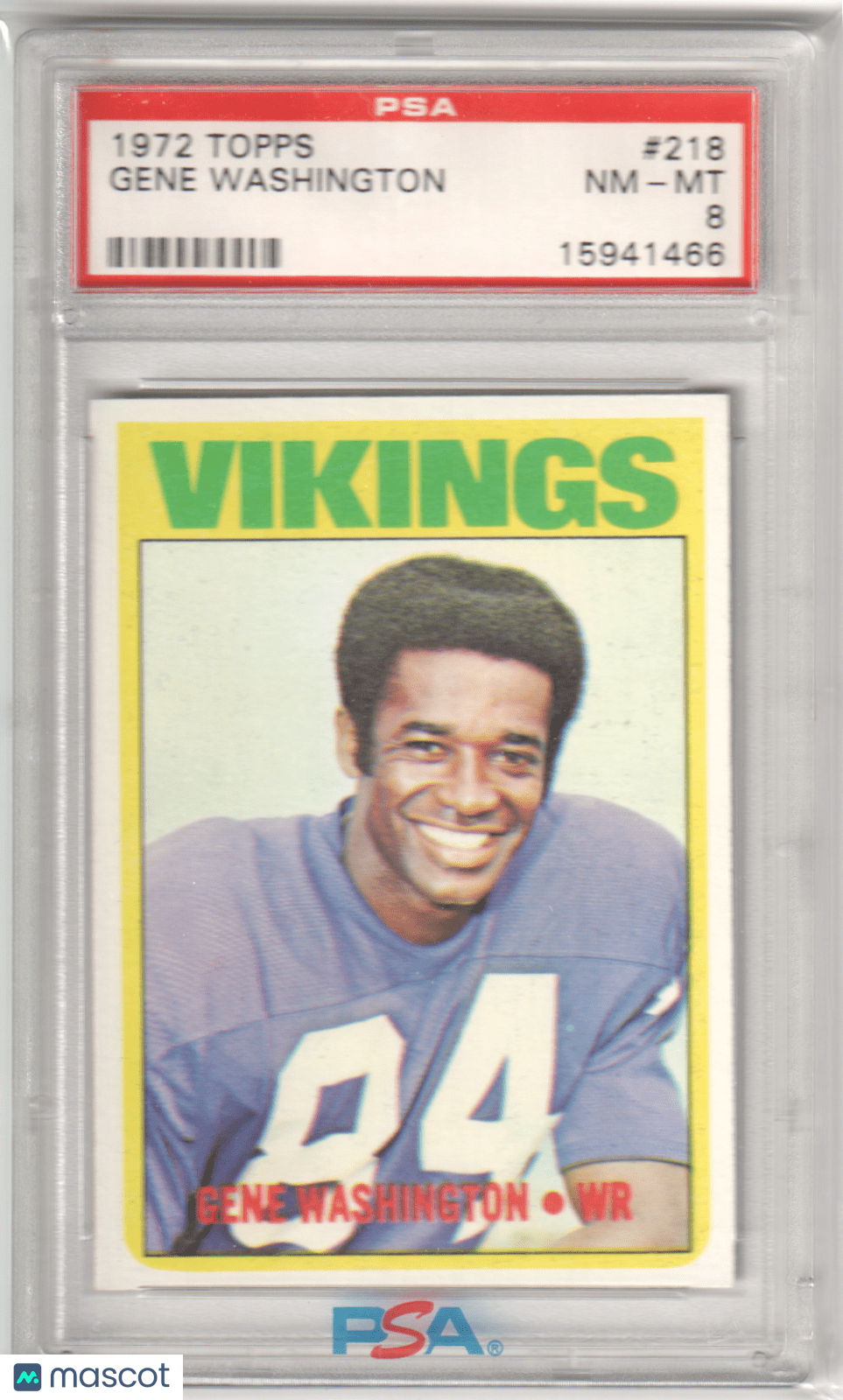 GENE WASHINGTON 1972 Topps 218 PSA 8 NM - VIKINGS - Columbia Hobby - Sports Card Boxes - Toploaders - Card Savers
