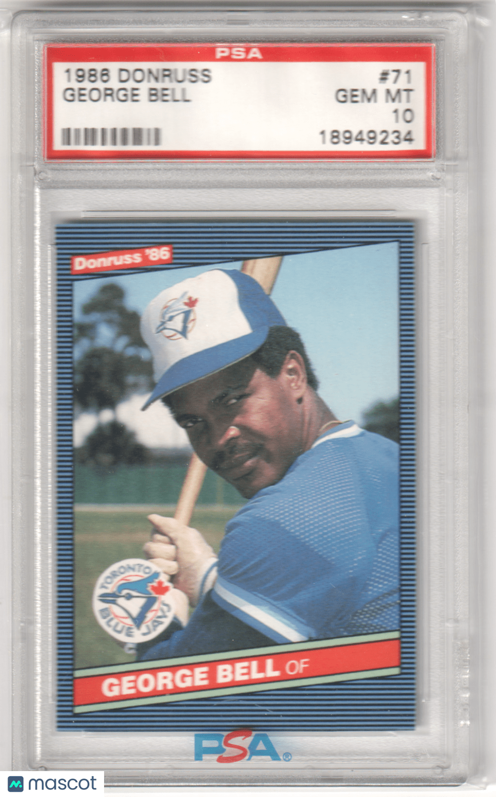 GEORGE BELL 1986 Donruss 71 PSA 10 GEM MINT - BLUE JAYS - Columbia Hobby - Sports Card Boxes - Toploaders - Card Savers