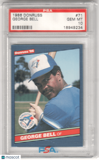 GEORGE BELL 1986 Donruss 71 PSA 10 GEM MINT - BLUE JAYS - Columbia Hobby - Sports Card Boxes - Toploaders - Card Savers