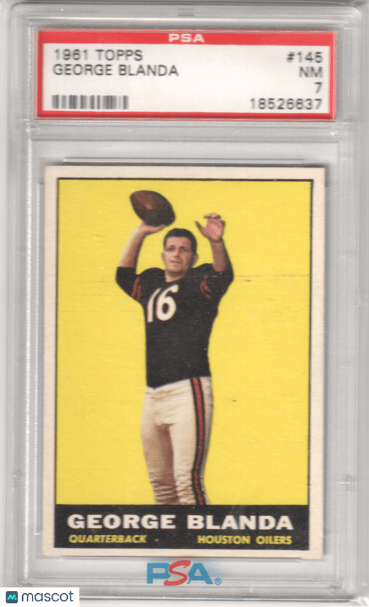 GEORGE BLANDA 1961 Topps 145 PSA 7 NM - OILERS - Columbia Hobby - Sports Card Boxes - Toploaders - Card Savers