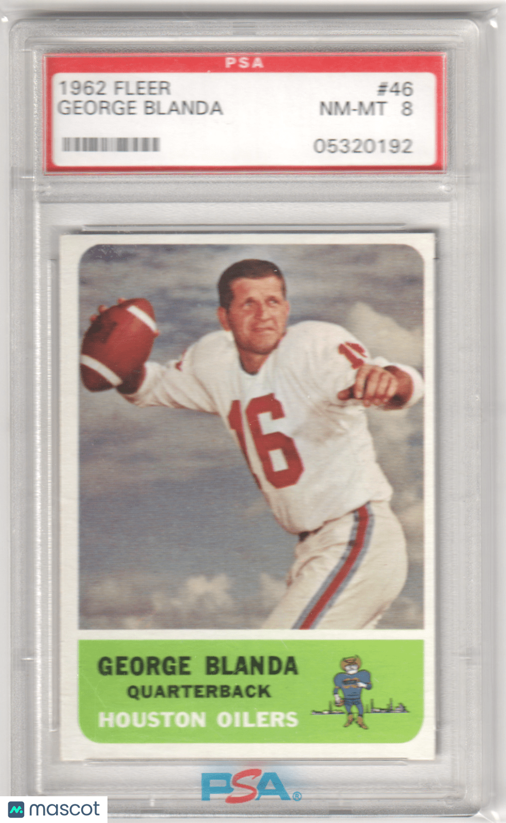 GEORGE BLANDA 1962 Fleer 46 PSA 8 NM - MT - OILERS - Columbia Hobby - Sports Card Boxes - Toploaders - Card Savers