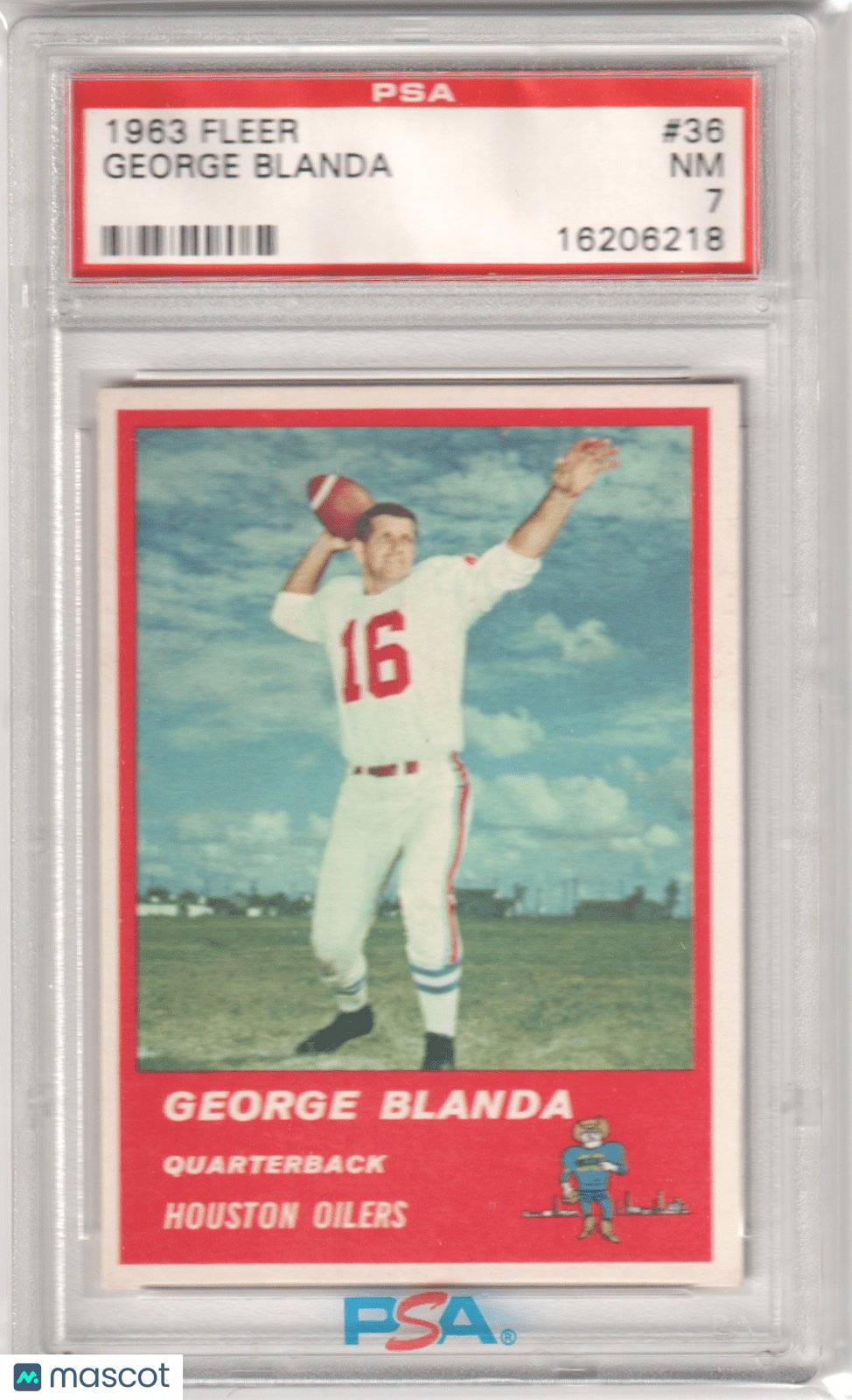 GEORGE BLANDA 1963 Fleer 36 PSA 7 NM - OILERS - Columbia Hobby - Sports Card Boxes - Toploaders - Card Savers