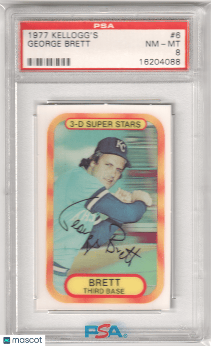GEORGE BRETT 1977 Kellogg's 3D Super Stars #6 PSA 8 NM - MT - ROYALS - Columbia Hobby - Sports Card Boxes - Toploaders - Card Savers