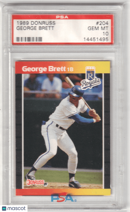 GEORGE BRETT 1989 Donruss #204 PSA 10 GEM MINT - ROYALS - Columbia Hobby - Sports Card Boxes - Toploaders - Card Savers