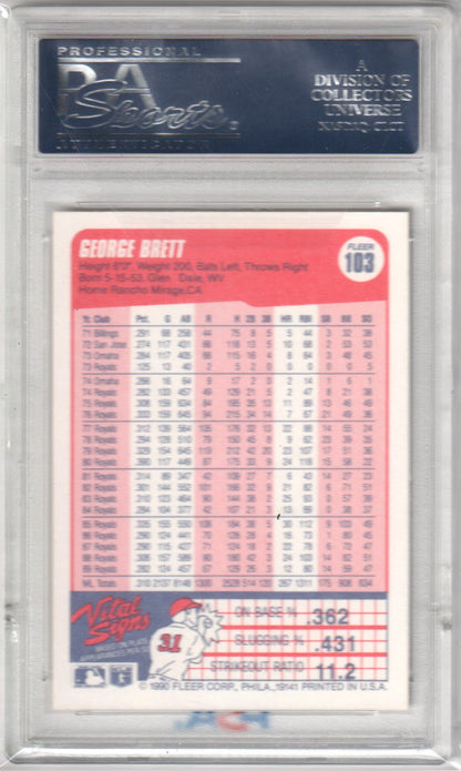 GEORGE BRETT 1990 Fleer #103 PSA 10 GEM MINT - ROYALS - Columbia Hobby - Sports Card Boxes - Toploaders - Card Savers