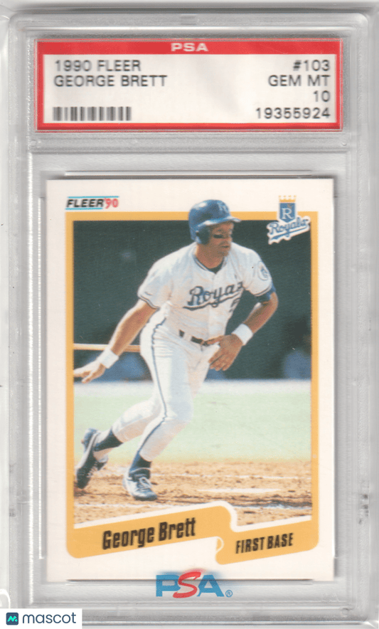 GEORGE BRETT 1990 Fleer #103 PSA 10 GEM MINT - ROYALS - Columbia Hobby - Sports Card Boxes - Toploaders - Card Savers