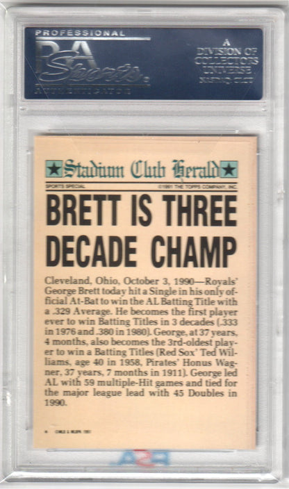 GEORGE BRETT 1991 Stadium Club Charter Members PSA 10 GEM MINT - Columbia Hobby - Sports Card Boxes - Toploaders - Card Savers
