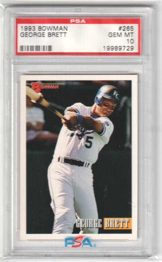 GEORGE BRETT 1993 Bowman #265 PSA 10 GEM MINT - ROYALS - Columbia Hobby - Sports Card Boxes - Toploaders - Card Savers