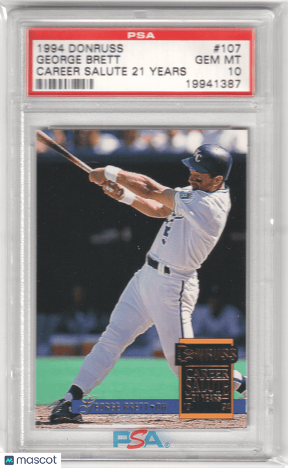 GEORGE BRETT 1994 Donruss #107 Career Salute 21 Years PSA 10 GEM MINT - ROYALS - Columbia Hobby - Sports Card Boxes - Toploaders - Card Savers