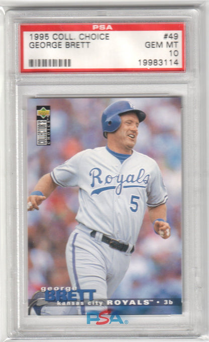 GEORGE BRETT 1995 Upper Deck Collector's Choice #49 PSA 10 GEM MINT - ROYALS - Columbia Hobby - Sports Card Boxes - Toploaders - Card Savers